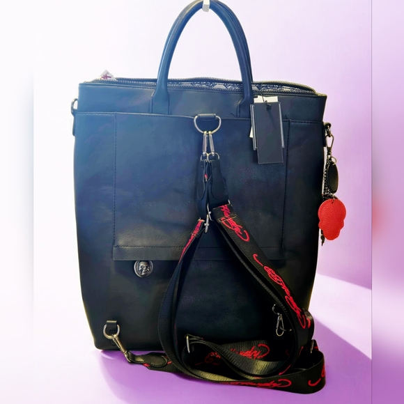 Ed Hardy Love Kills Slowly Large Black with Charms and Rhinestones Tote Bag NWT - Picture 5 of 8